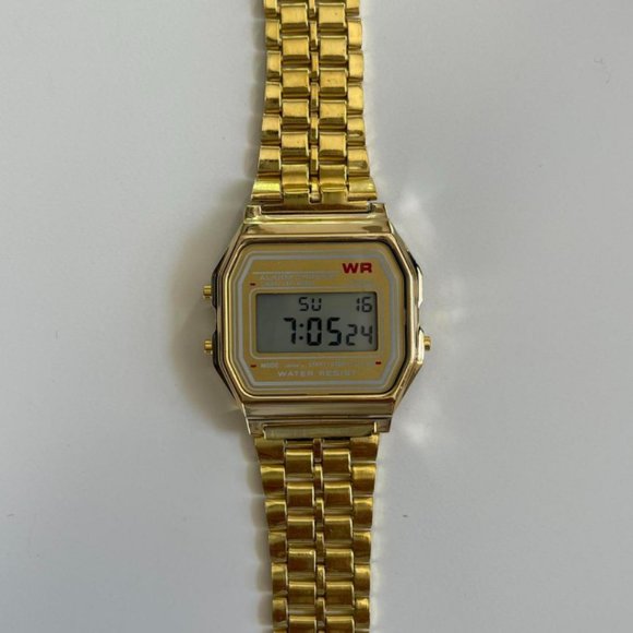 Y2K 2000s vintage retro gold stainless steel digital watch - Picture 4 of 6